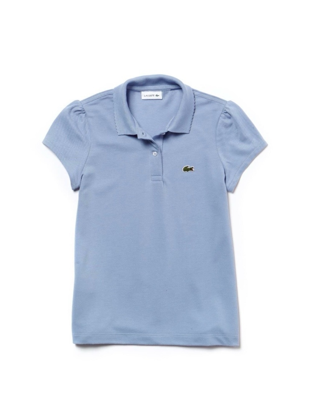 Lacoste Girls Scalloped Collar Piqué Polo Periwinkle Blue Size 5 110cm